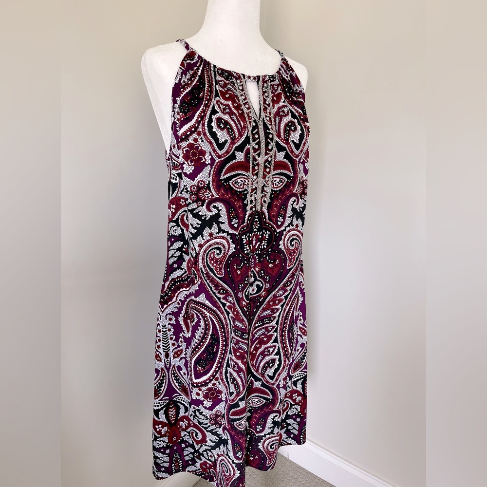 INC Paisley Beaded Midi Dress Petite Large